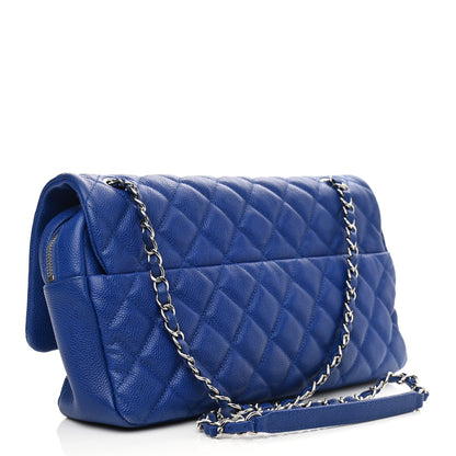Chanel Caviar Quilted Jumbo Easy Flap Blue 3 of 12