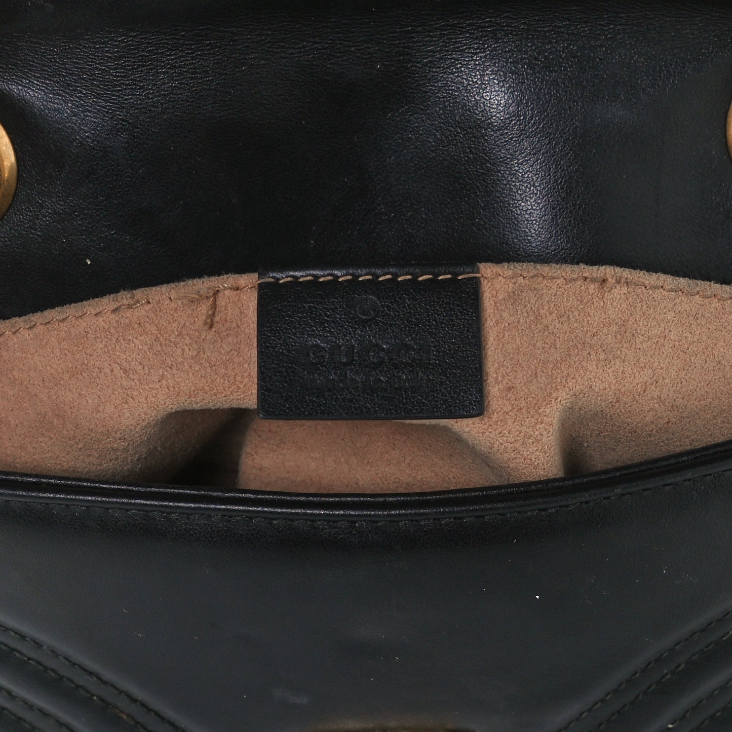 Calfskin Matelasse Mini GG Marmont Shoulder Bag Black