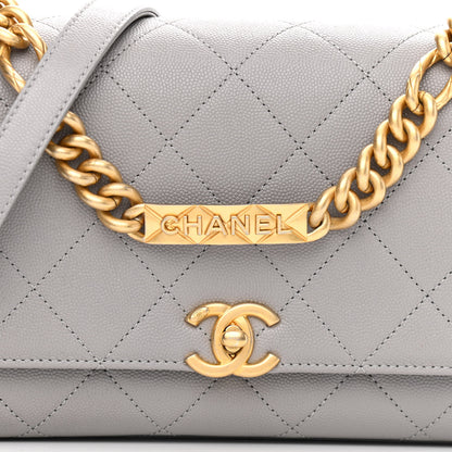 Chanel Caviar Quilted Bracelet On Chain Flap Grey 8 of 11