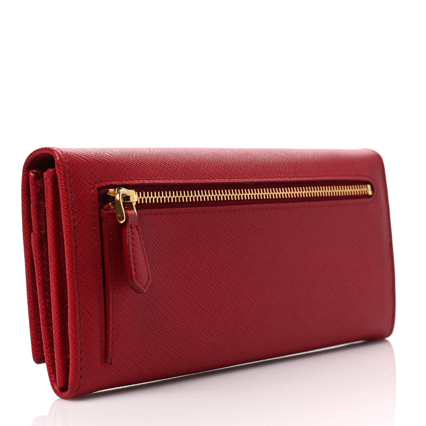 Saffiano Triangle Continental Flap Wallet Fuoco