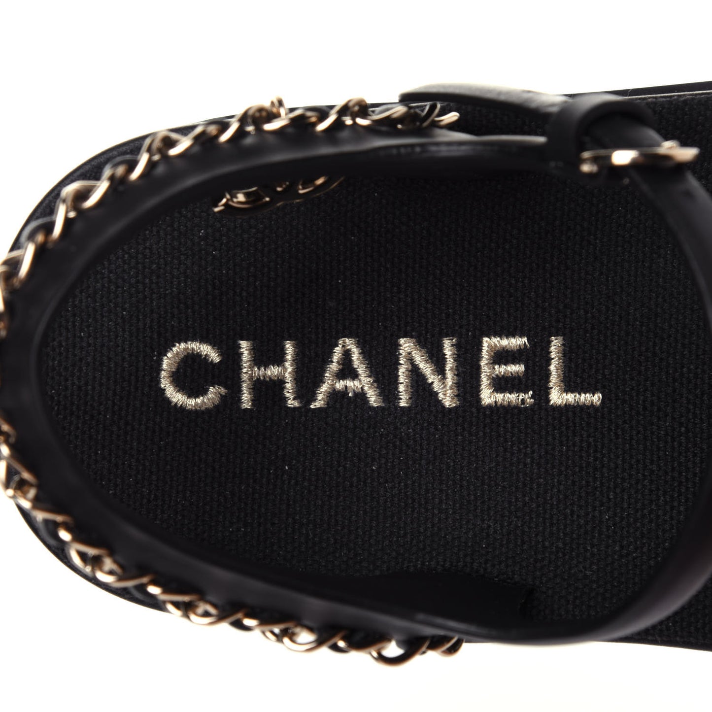 Calfskin Chain Platform Sandals 36 Black