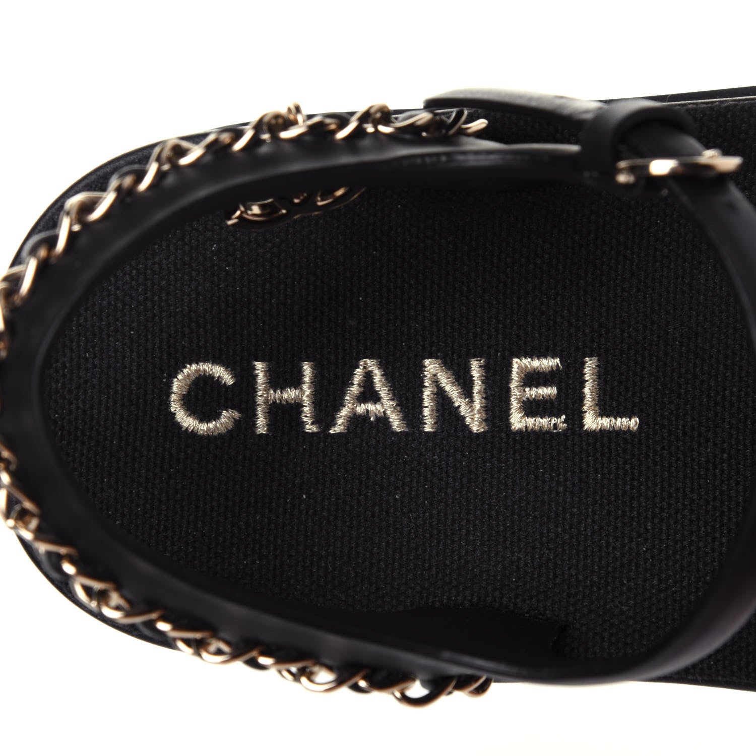 Chanel Calfskin Chain Platform Sandals 36 Black 8 of 12