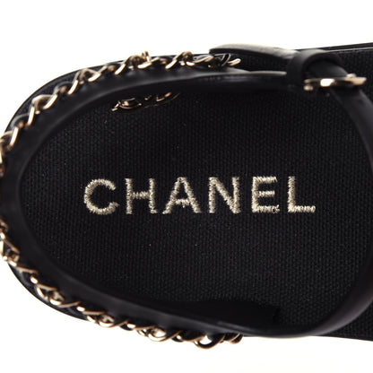 Chanel Calfskin Chain Platform Sandals 36 Black 8 of 12
