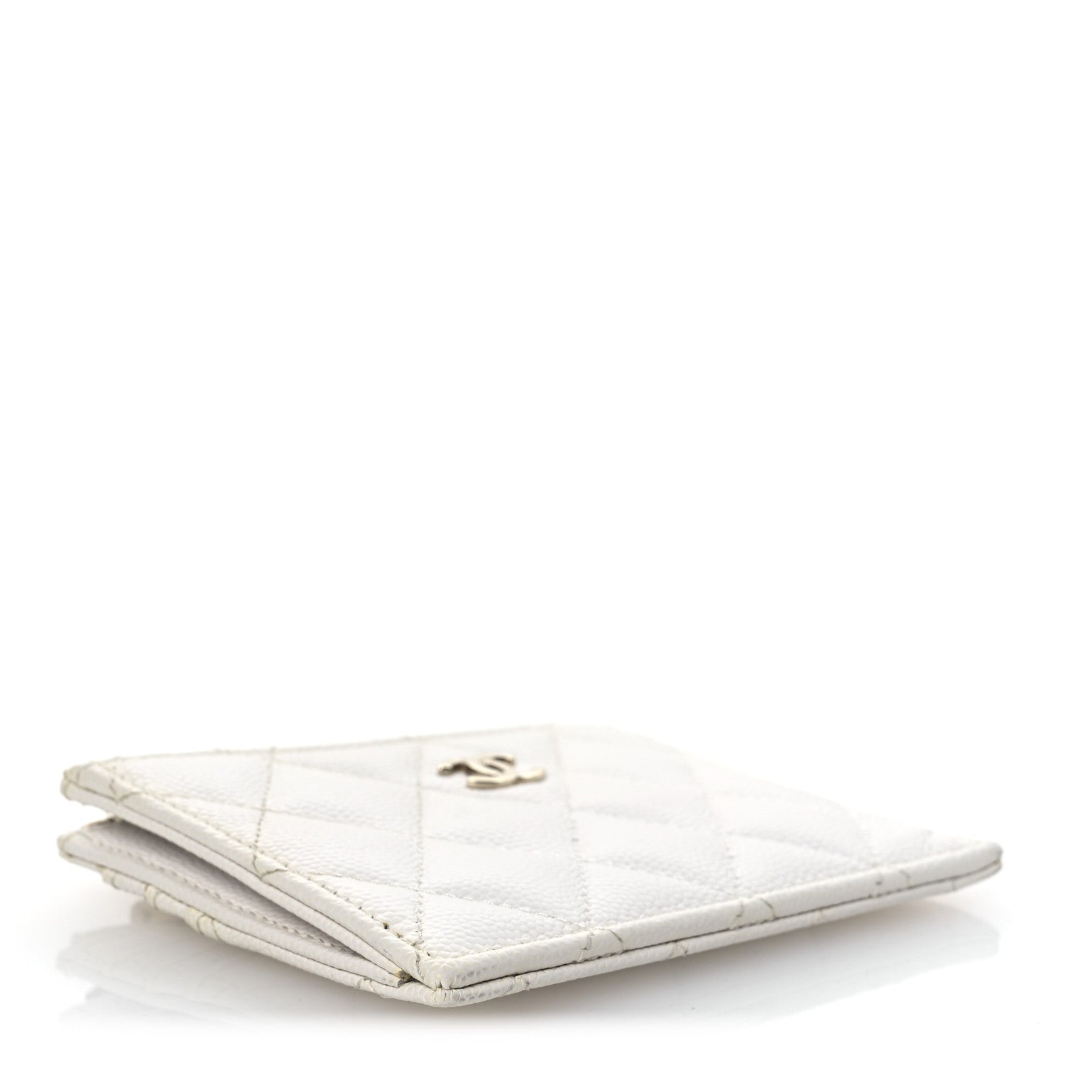 Chanel Caviar Quilted CC Zip Card Holder White 4 of 10