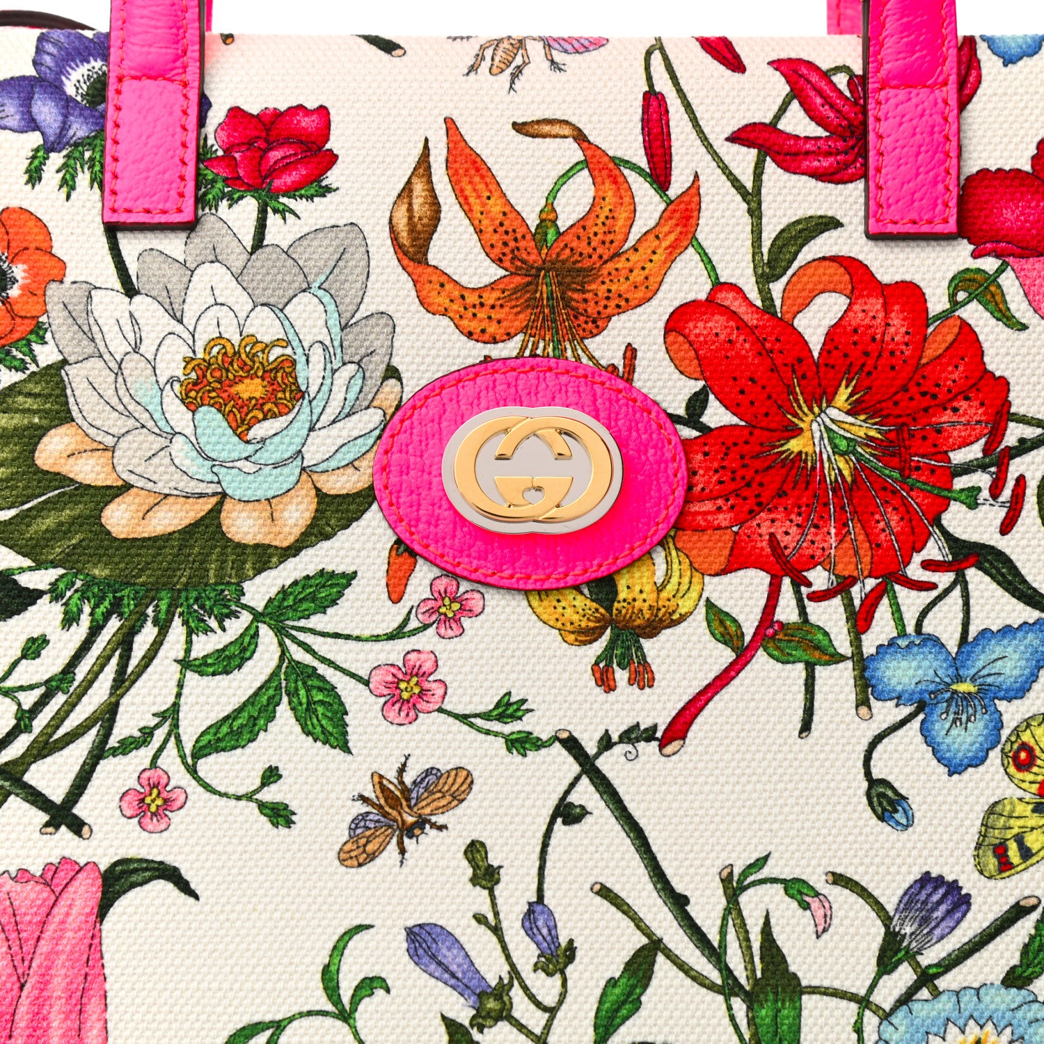 Gucci Canvas Medium Flora Tote Fuchsia 8 of 10