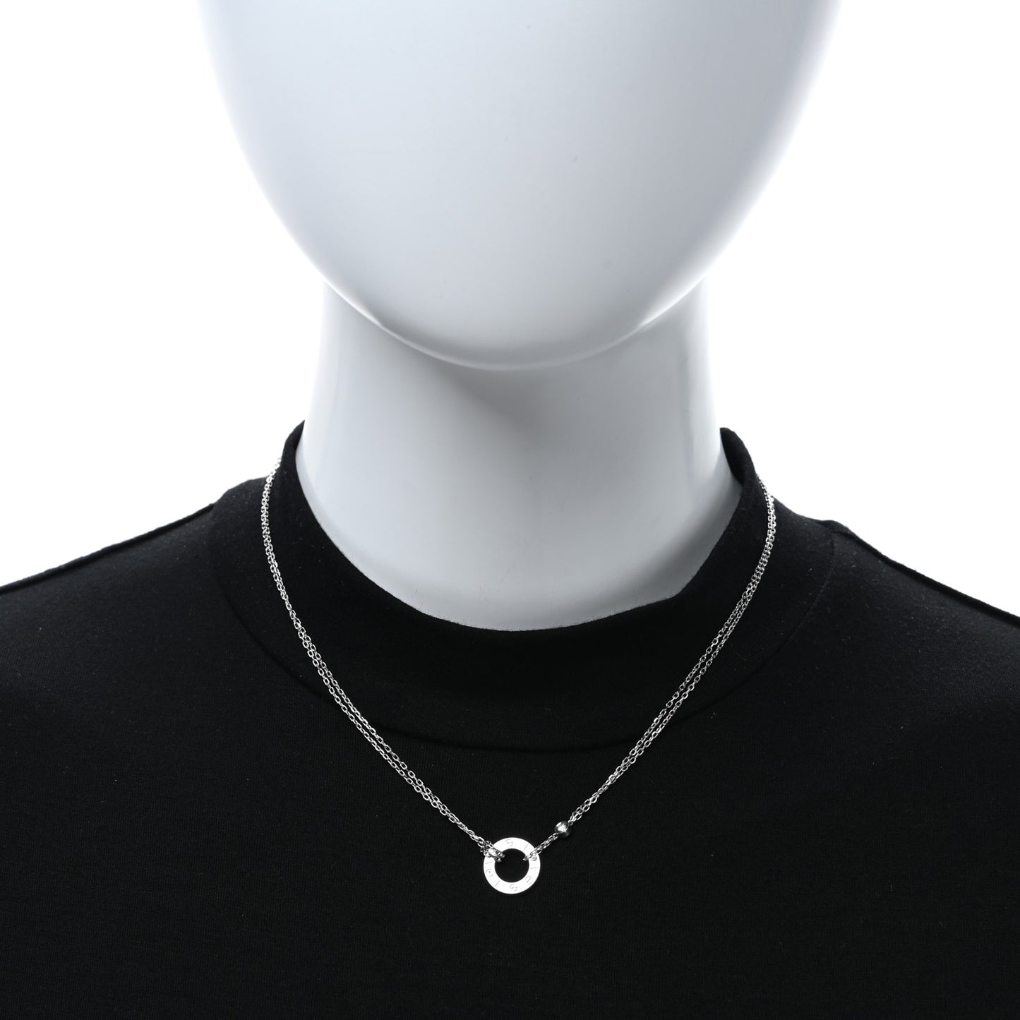 18K White Gold 2 Diamond LOVE Necklace