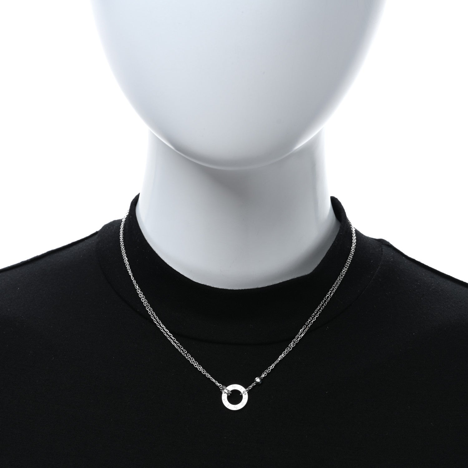 Cartier 18K White Gold 2 Diamond LOVE Necklace 2 of 5