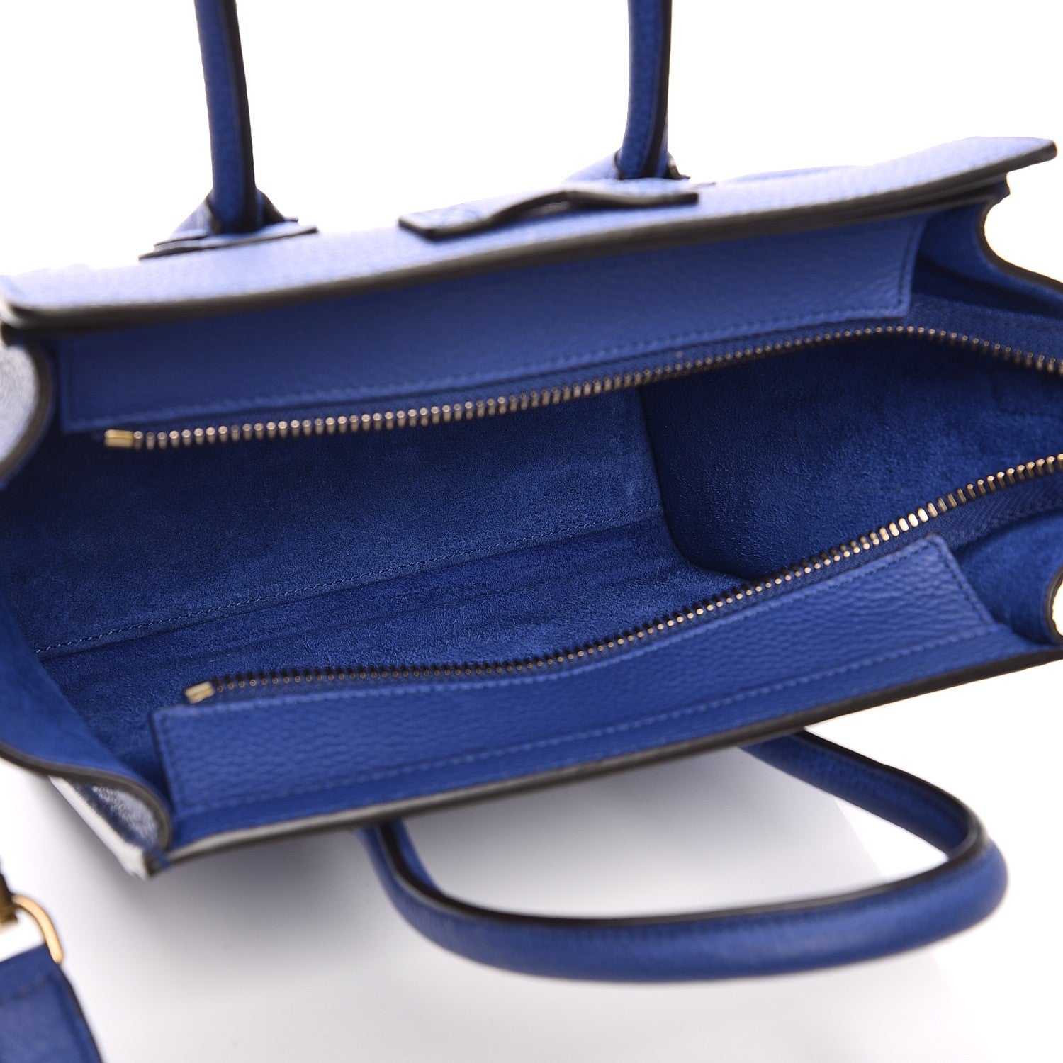 Celine Drummed Calfskin Nano Luggage Indigo 5 of 8