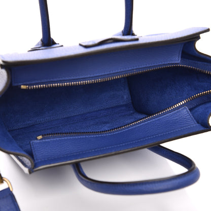 Celine Drummed Calfskin Nano Luggage Indigo 5 of 8