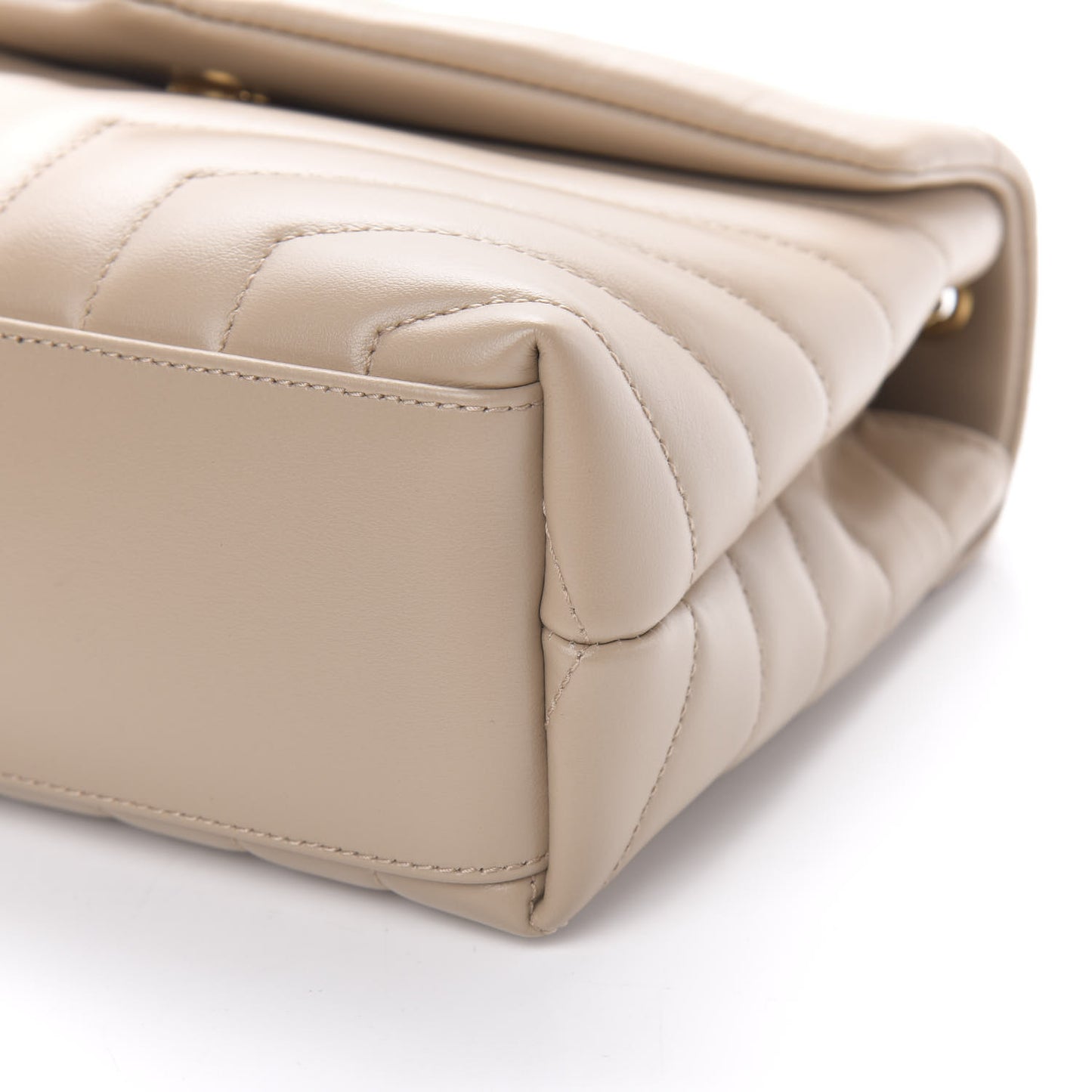 Calfskin Y Quilted Monogram Small Loulou Chain Satchel Dark Beige