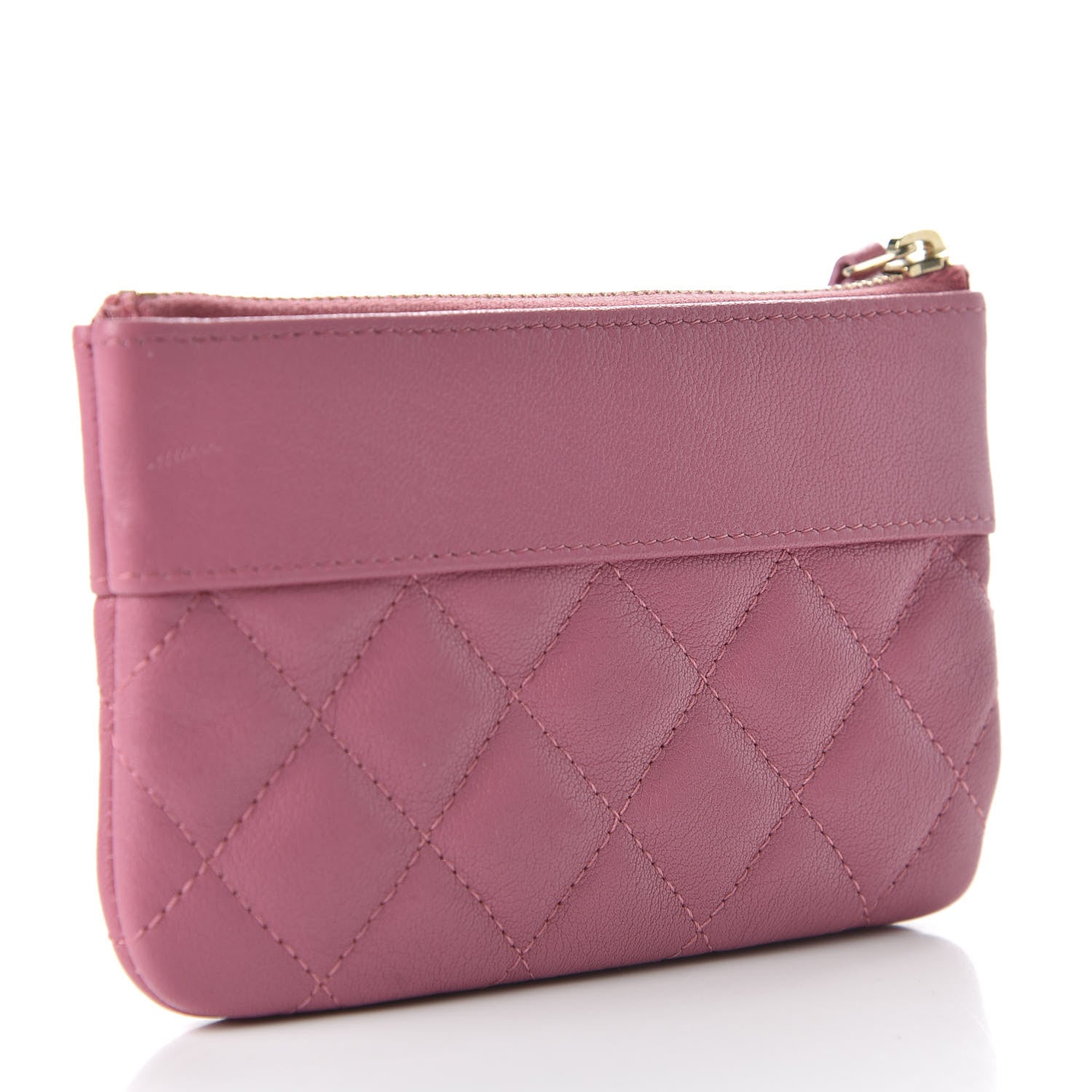 Chanel Sheepskin Quilted Small Vintage Mademoiselle Cosmetic Case Dark Pink 3 of 10