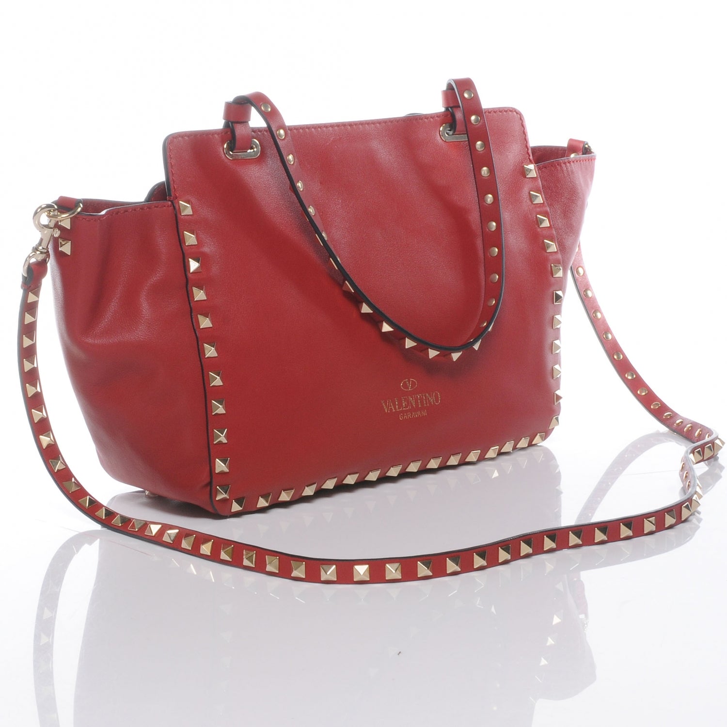 Valentino Garavani Vitello Small Rockstud Tote Rosso Valentino 3 of 8