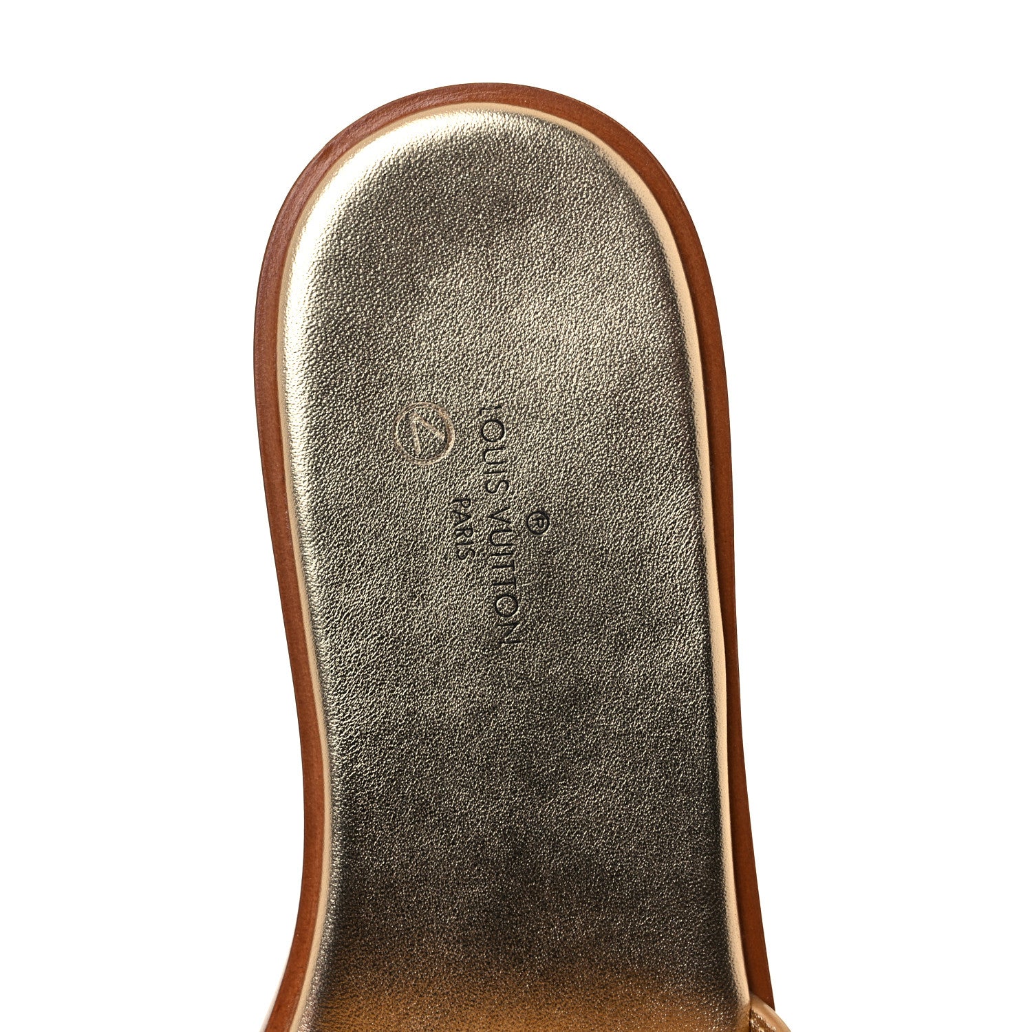 Louis Vuitton Metallic Calfskin Lock It Flat Mule 36 Gold 7 of 8