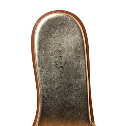 Louis Vuitton Metallic Calfskin Lock It Flat Mule 36 Gold 7 of 8