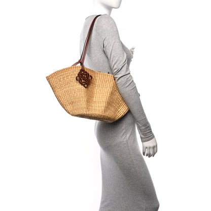 Loewe Calfskin Raffia Paulas Ibiza Small Shell Basket Tote Bag Natural Tan 2 of 8