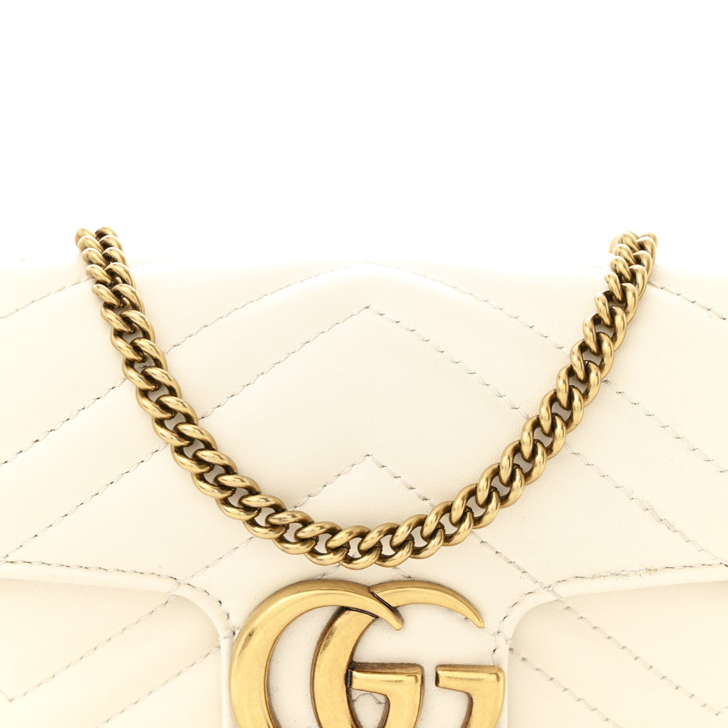Gucci Calfskin Matelasse Super Mini GG Marmont Shoulder Bag White 8 of 10