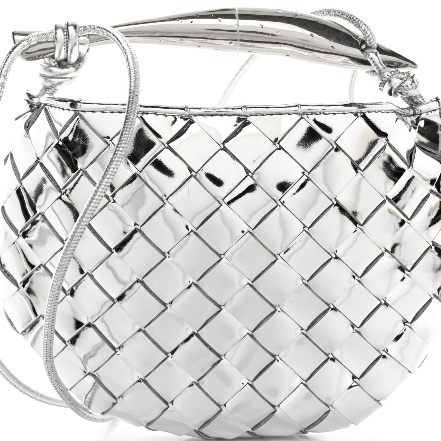 Bottega Veneta Mirror Laminated Nappa Intrecciato Mini Sardine Bag Silver 7 of 9