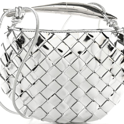 Bottega Veneta Mirror Laminated Nappa Intrecciato Mini Sardine Bag Silver 7 of 9