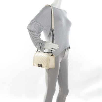 Chanel Calfskin Chevron Medium Boy Flap White 2 of 8