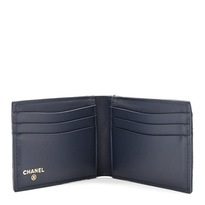 Chanel Caviar Quilted Bi-Fold Wallet Dark Blue 5 of 9