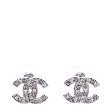 Chanel Baguette Crystal CC Earrings Silver 1 of 5