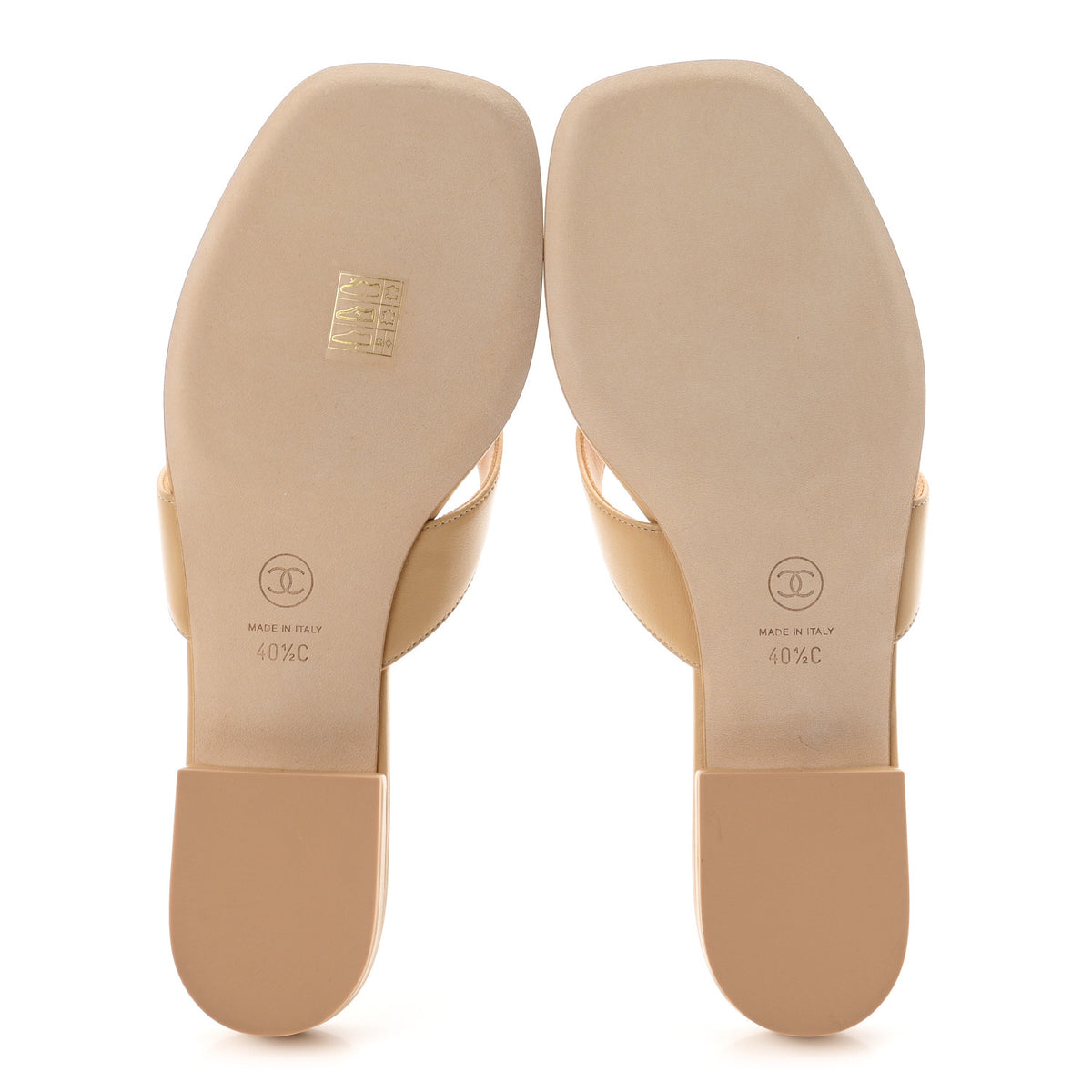 Chanel Lambskin CC Thong Sandals 40.5 Beige 6 of 9