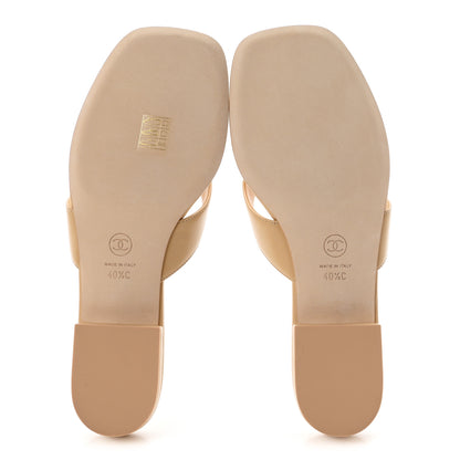 Chanel Lambskin CC Thong Sandals 40.5 Beige 6 of 9