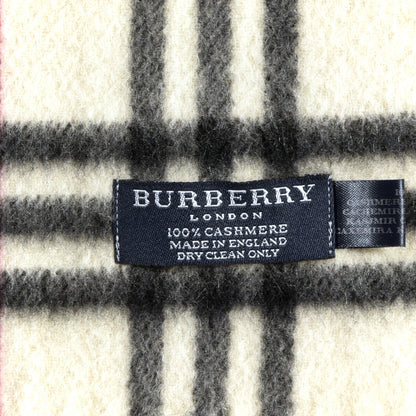 Burberry Cashmere Vintage Check Fringe Scarf Ivory 3 of 3