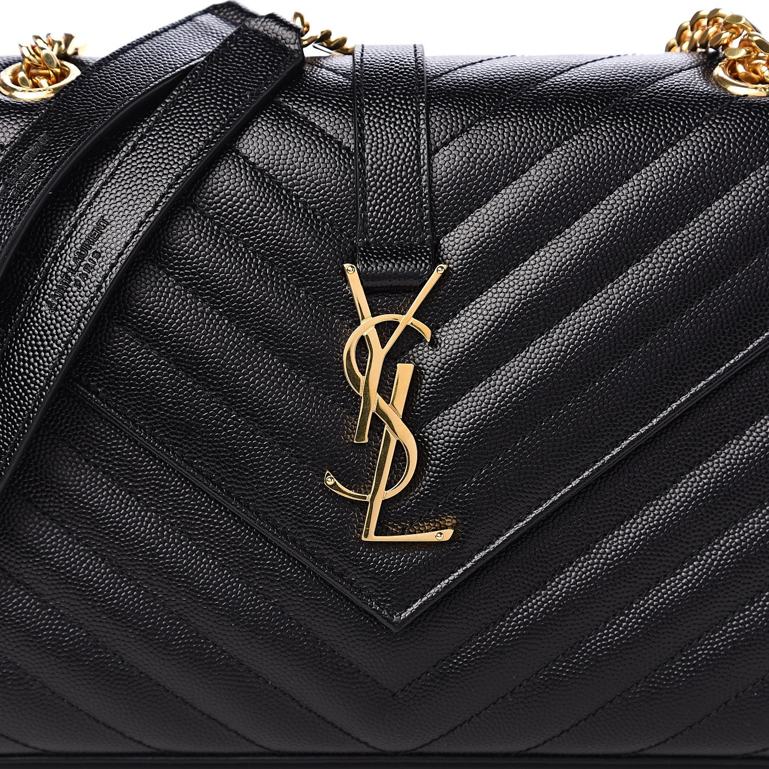 Saint Laurent Grain De Poudre Matelasse Chevron Medium Monogram Satchel Black 11 of 11