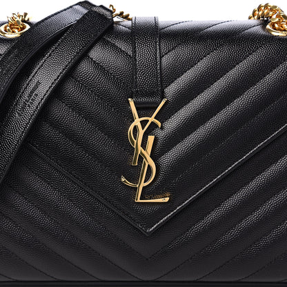Saint Laurent Grain De Poudre Matelasse Chevron Medium Monogram Satchel Black 11 of 11