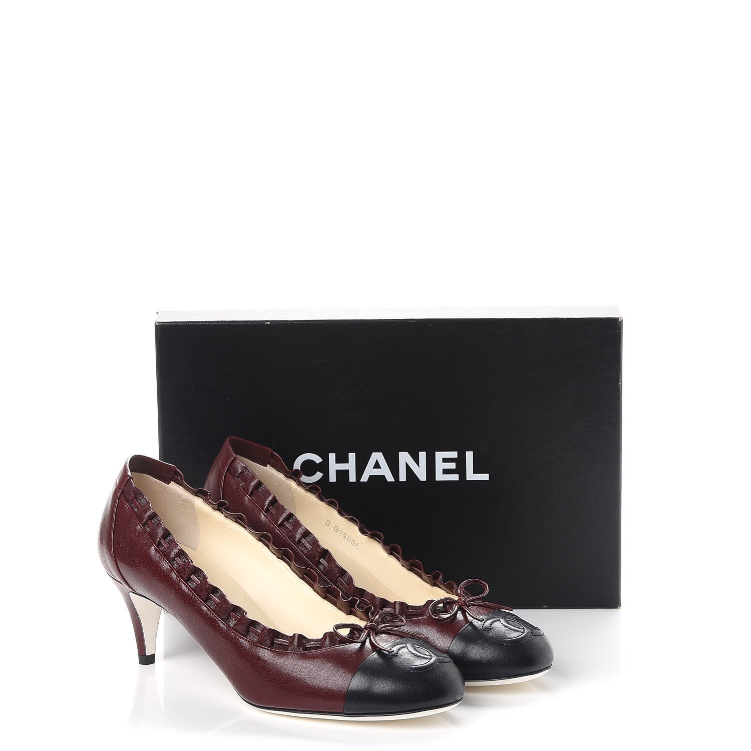 Chanel Calfskin CC Cap Toe Pumps 38.5 Bordeaux Marine Fonce 9 of 9