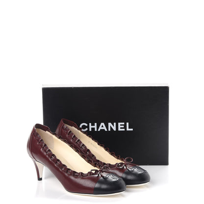 Chanel Calfskin CC Cap Toe Pumps 38.5 Bordeaux Marine Fonce 9 of 9
