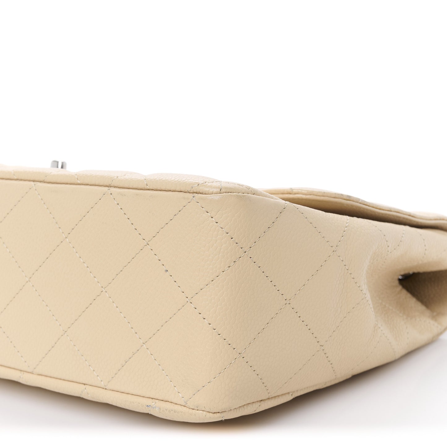 Caviar Quilted Jumbo Single Flap Beige Clair