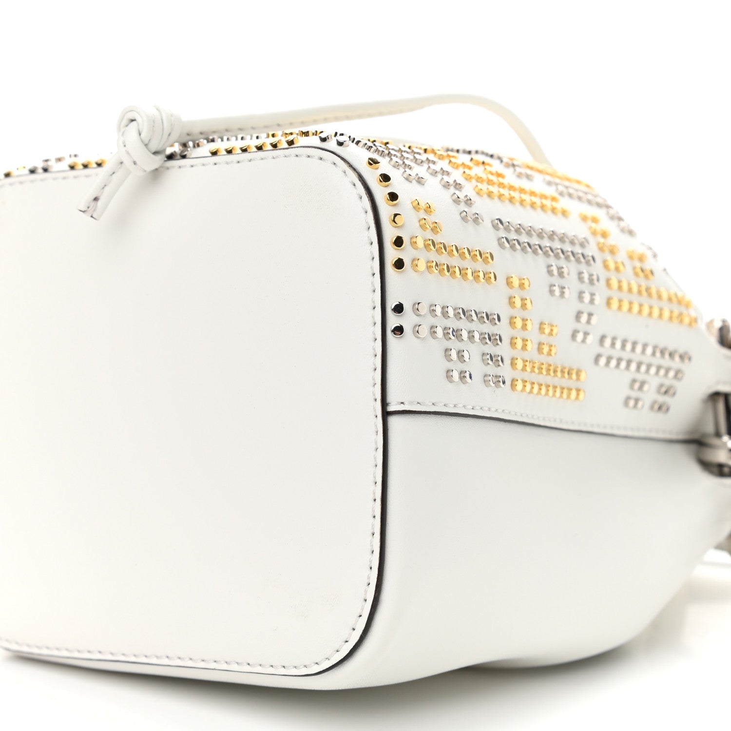 Fendi Vitello Liberty F is Fendi FF Studded Mini Mon Tresor Bucket Bag White 10 of 10