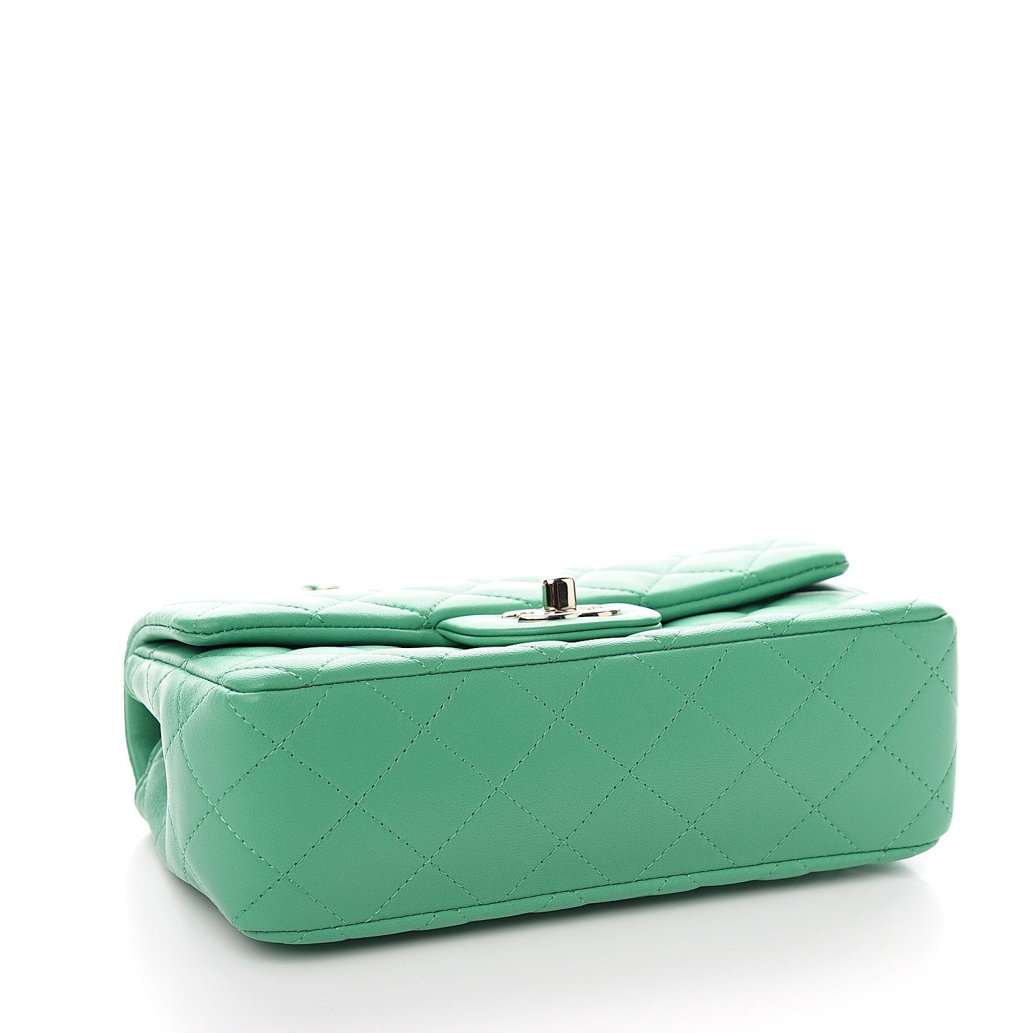 Chanel Lambskin Quilted Mini Rectangular Flap Green 3 of 10