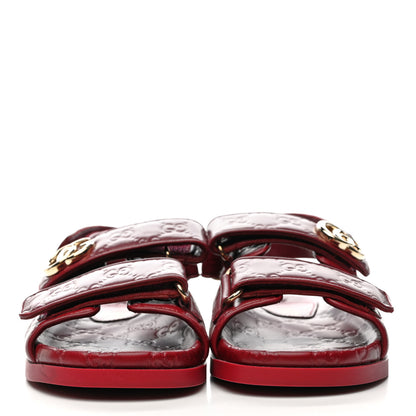 Gucci Guccissima GG Embossed Womens Sandals 36 Rosso Ancora 3 of 10