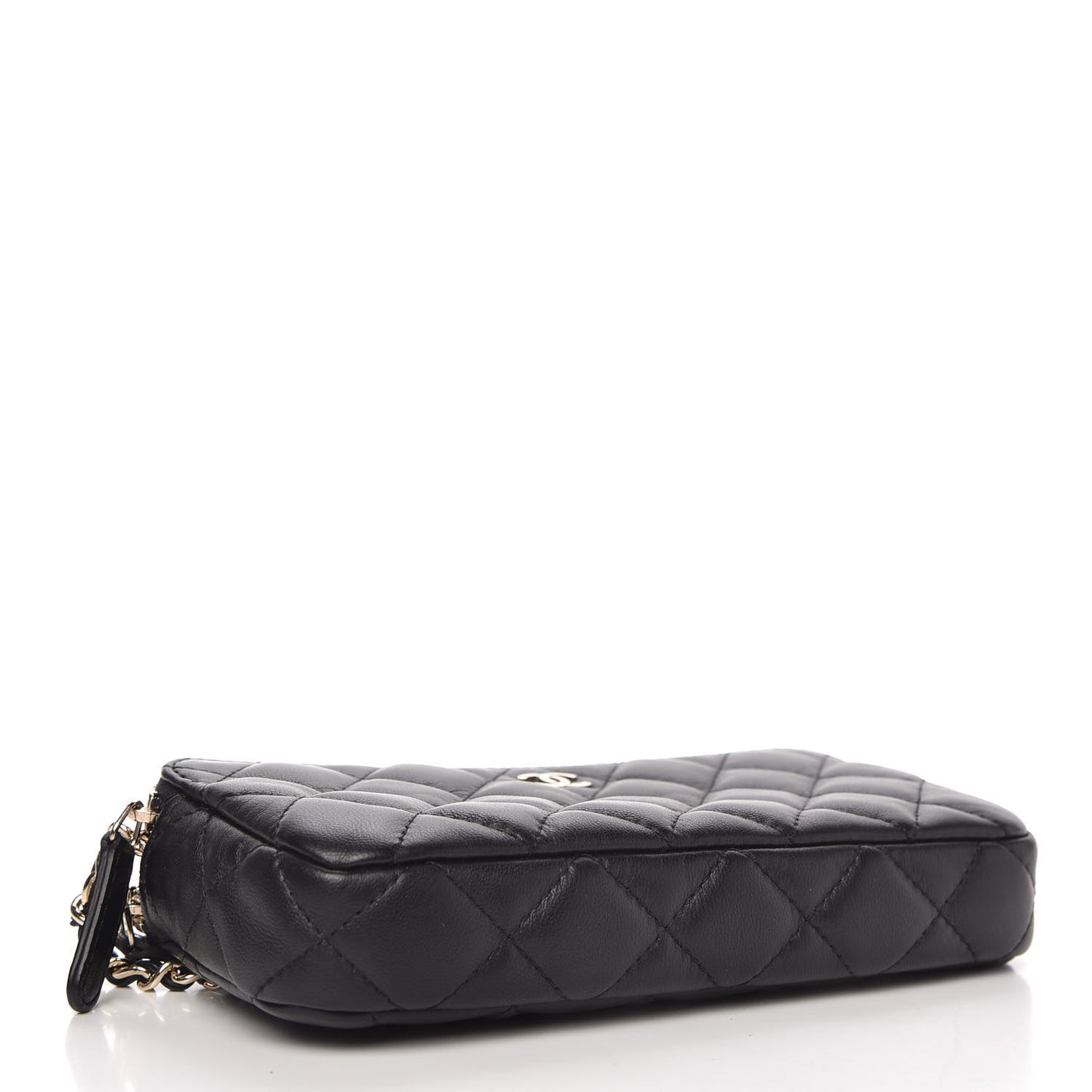 Lambskin Quilted Small Clutch With Chain Black