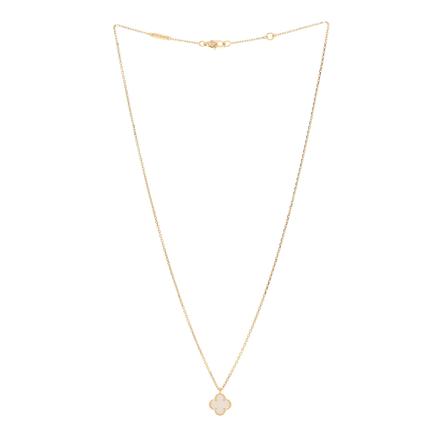 Van Cleef & Arpels 18K Yellow Gold Mother of Pearl Sweet Alhambra Pendant Necklace 3 of 6