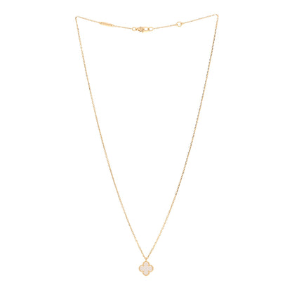 Van Cleef & Arpels 18K Yellow Gold Mother of Pearl Sweet Alhambra Pendant Necklace 3 of 6