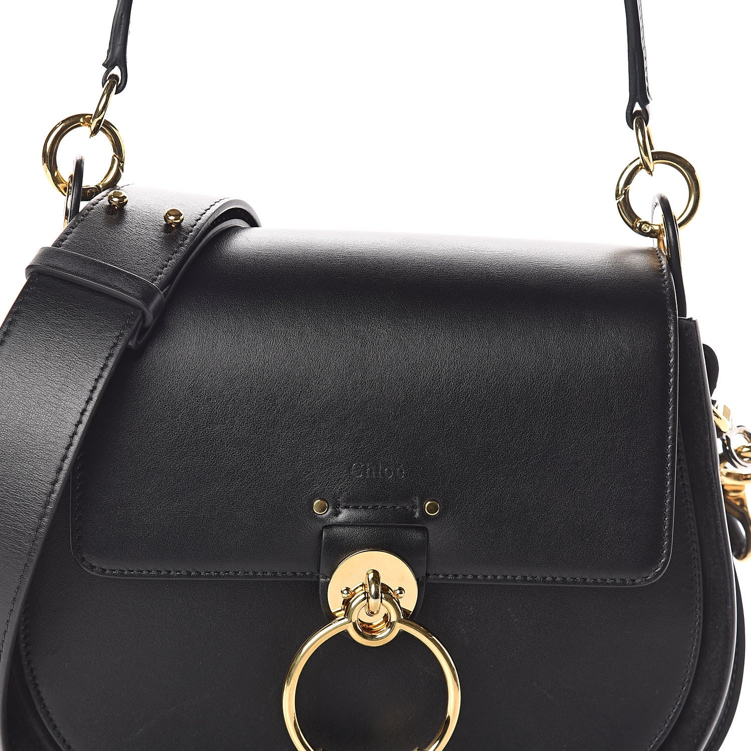 Chloe Calfskin Suede Large Tess Bag Black 7 of 9