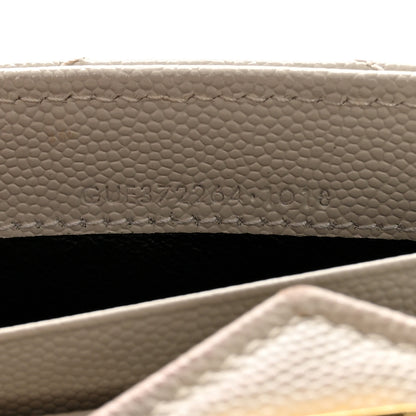 Saint Laurent Grain De Poudre Matelasse Chevron Monogram Flap Wallet Crema Soft 7 of 16