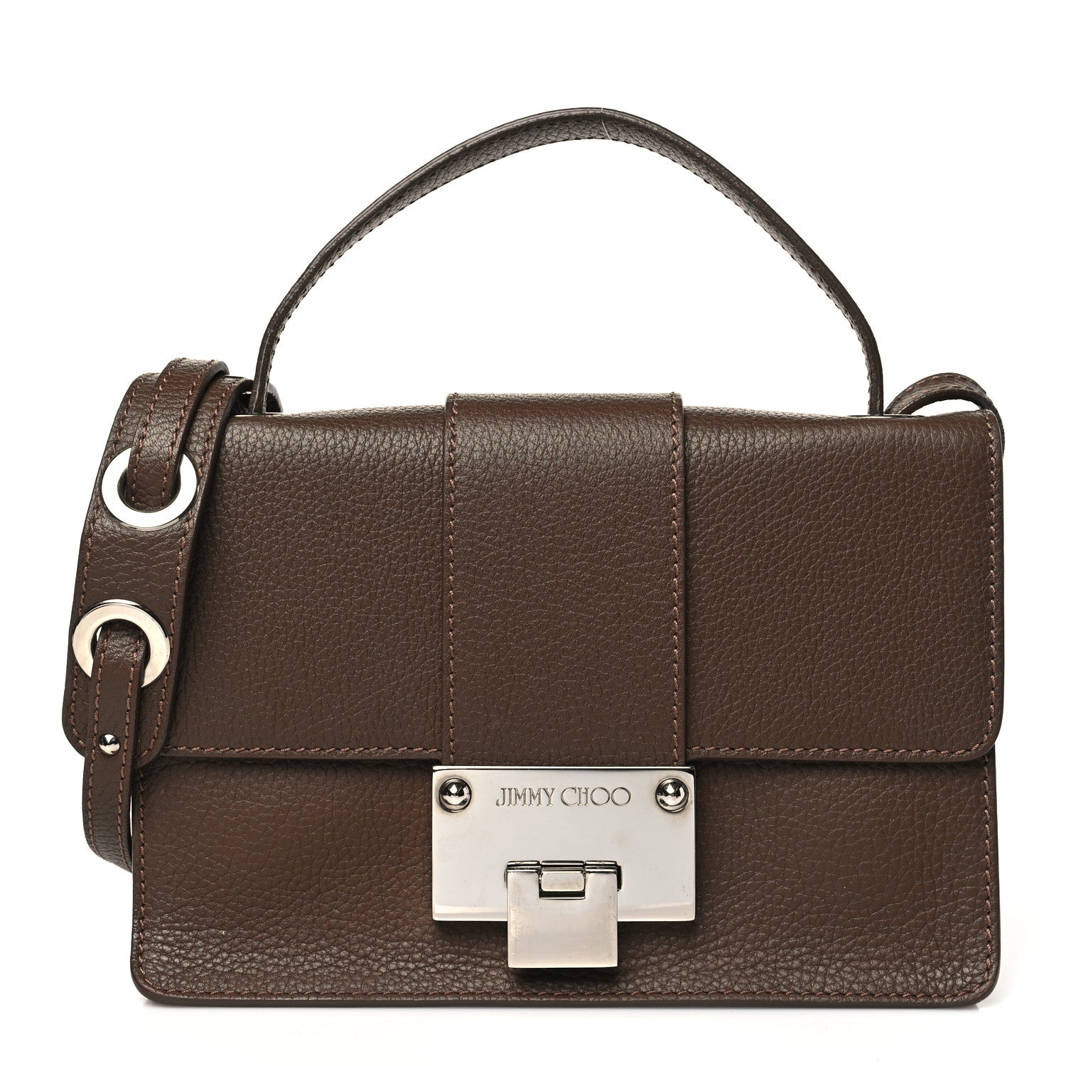 Jimmy Choo Pebbled Calfskin Rebel Crossbody Bag Brown 1 of 11