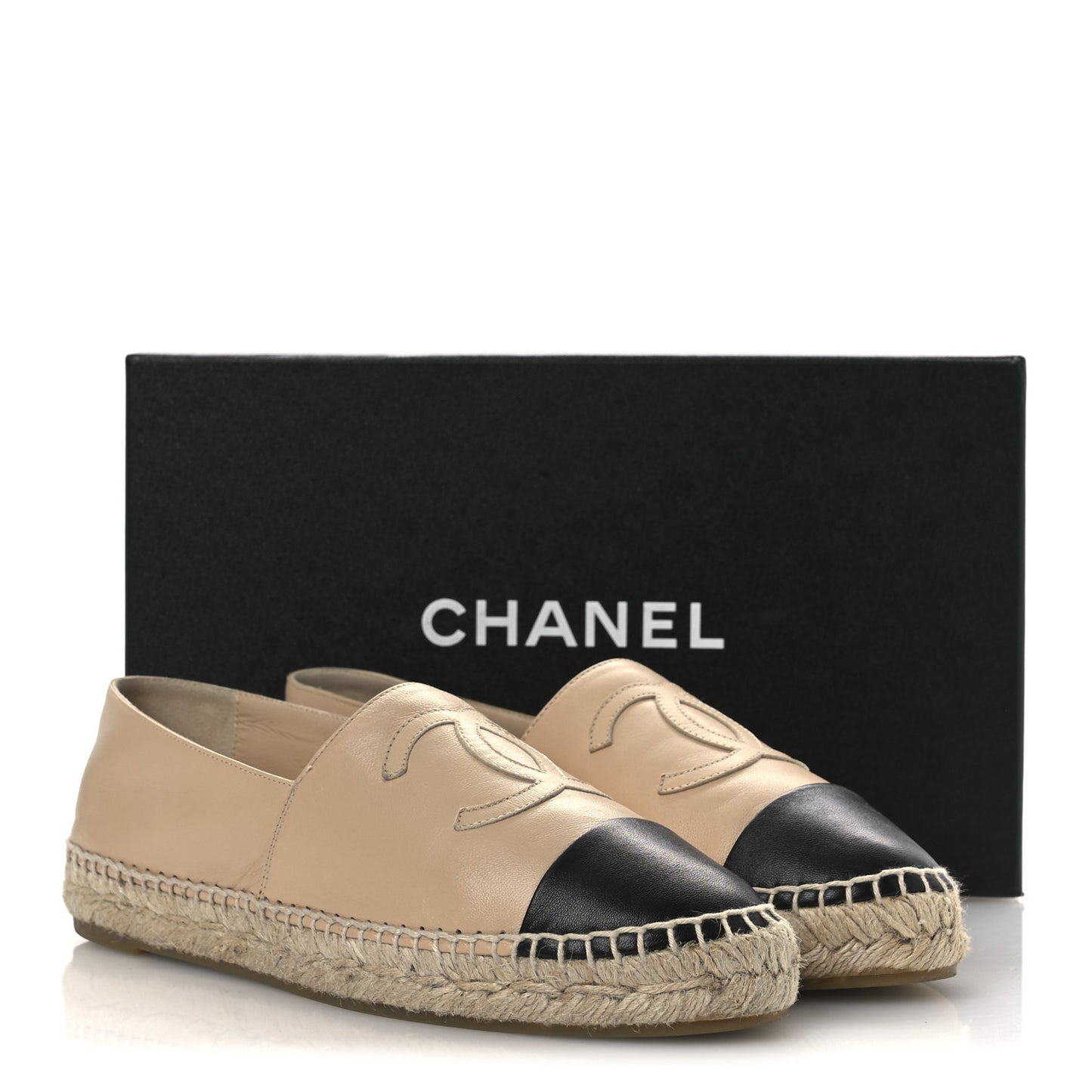 Lambskin CC Espadrilles 39 Beige Black
