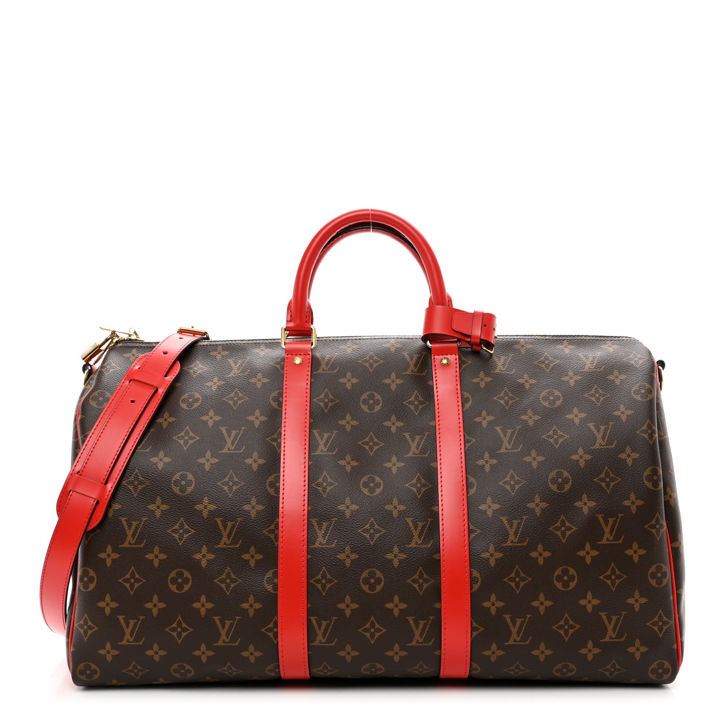 Louis Vuitton Calfskin Monogram Keepall Bandouliere 50 Coquelicot 1 of 9