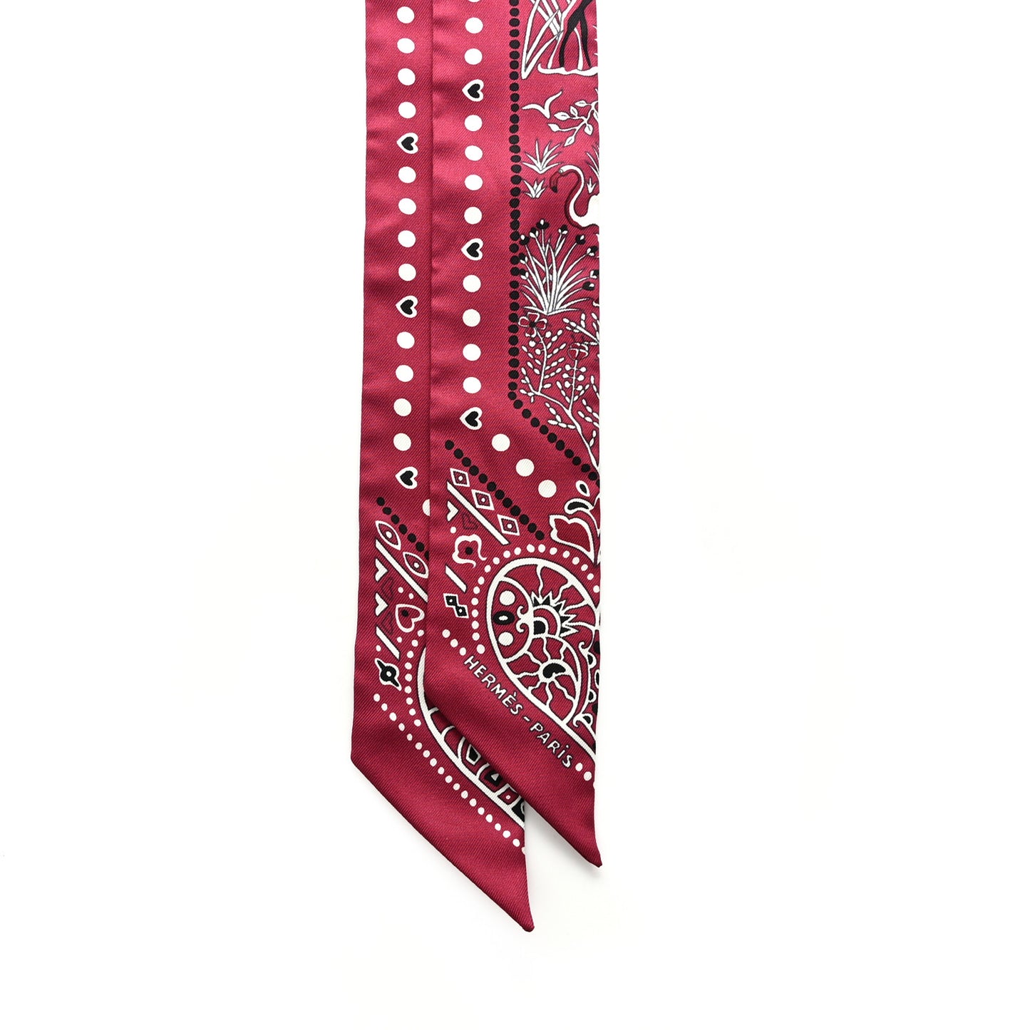Silk Peuple Du Vent Bandana Twilly Bordeaux White Black