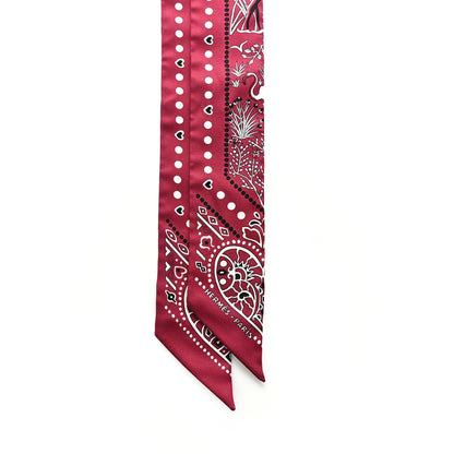 Hermes Silk Peuple Du Vent Bandana Twilly Bordeaux White Black 2 of 4
