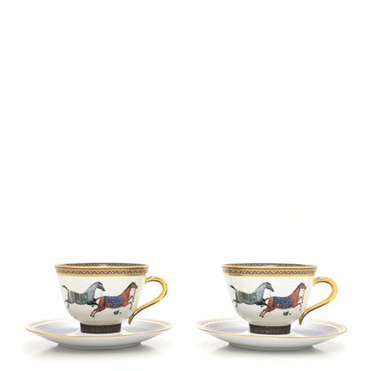 Hermes Porcelain Cheval d'Orient Tea Cup and Saucer Set of 2 3 of 11