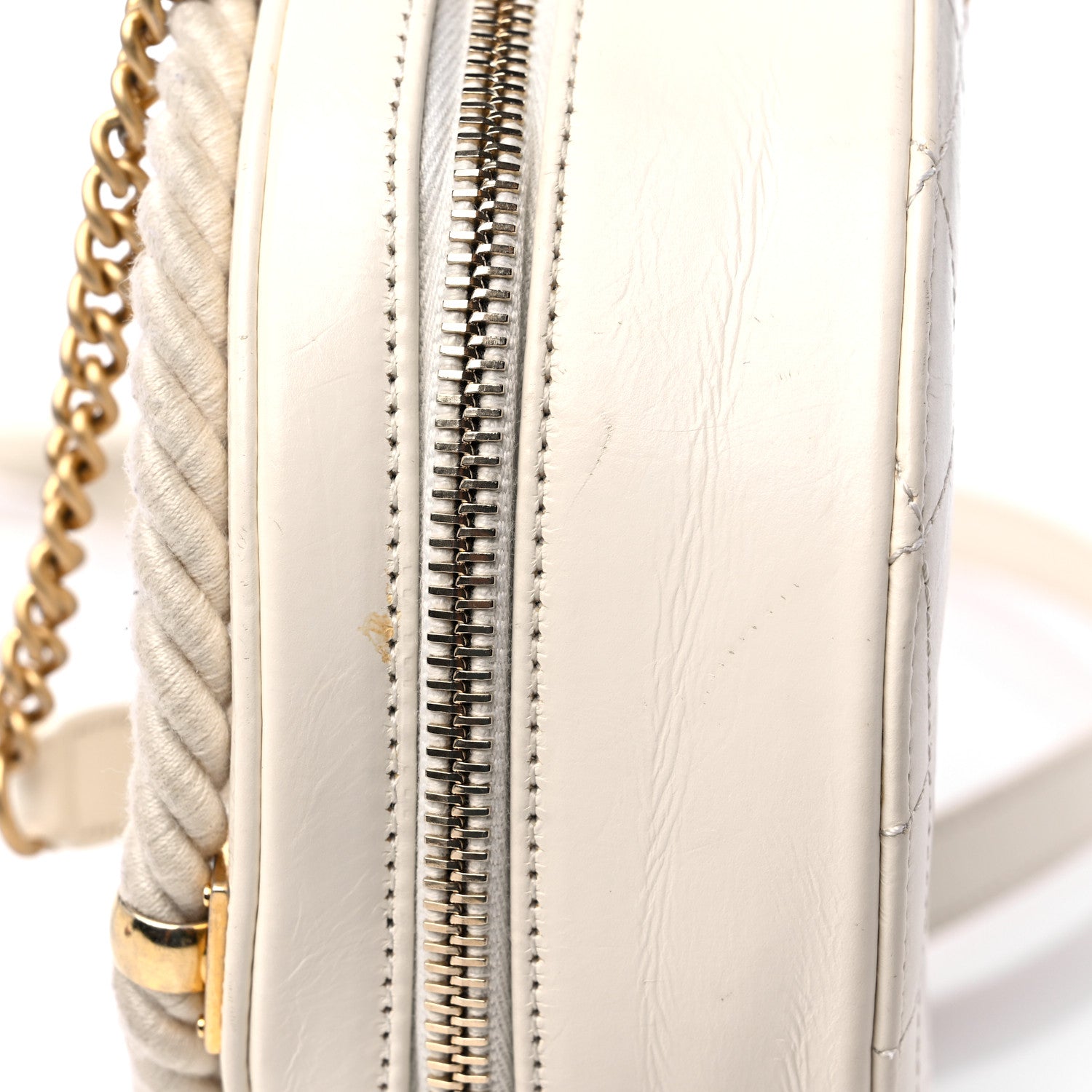 Chanel Crumpled Calfskin Cotton Small En Vogue Round Bag White 12 of 14