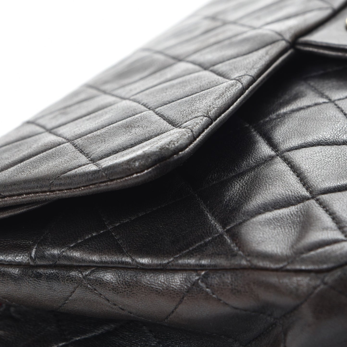 Lambskin Quilted Medium Double Flap Black