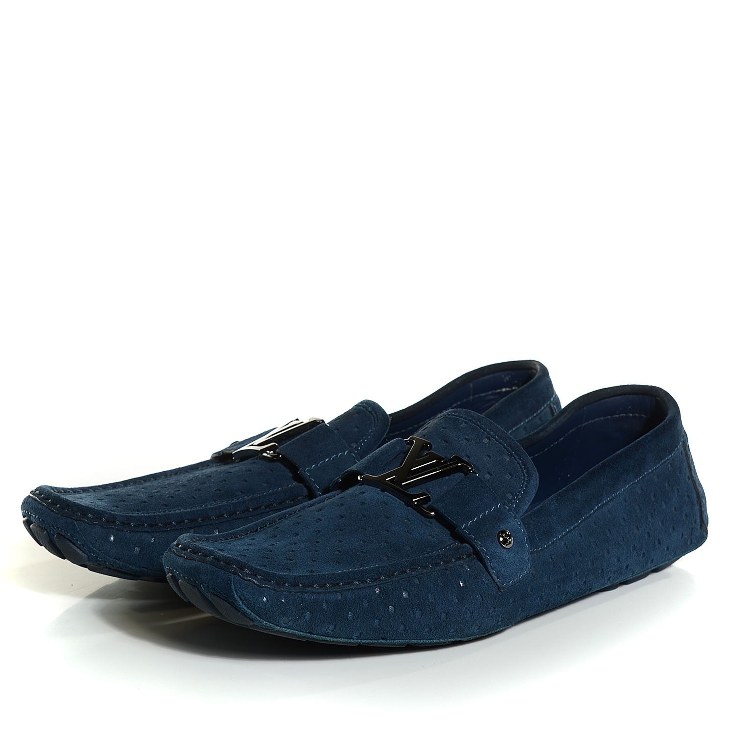 Louis Vuitton Perforated Suede Monte Carlo Mens Loafers Marine 12 3 of 9
